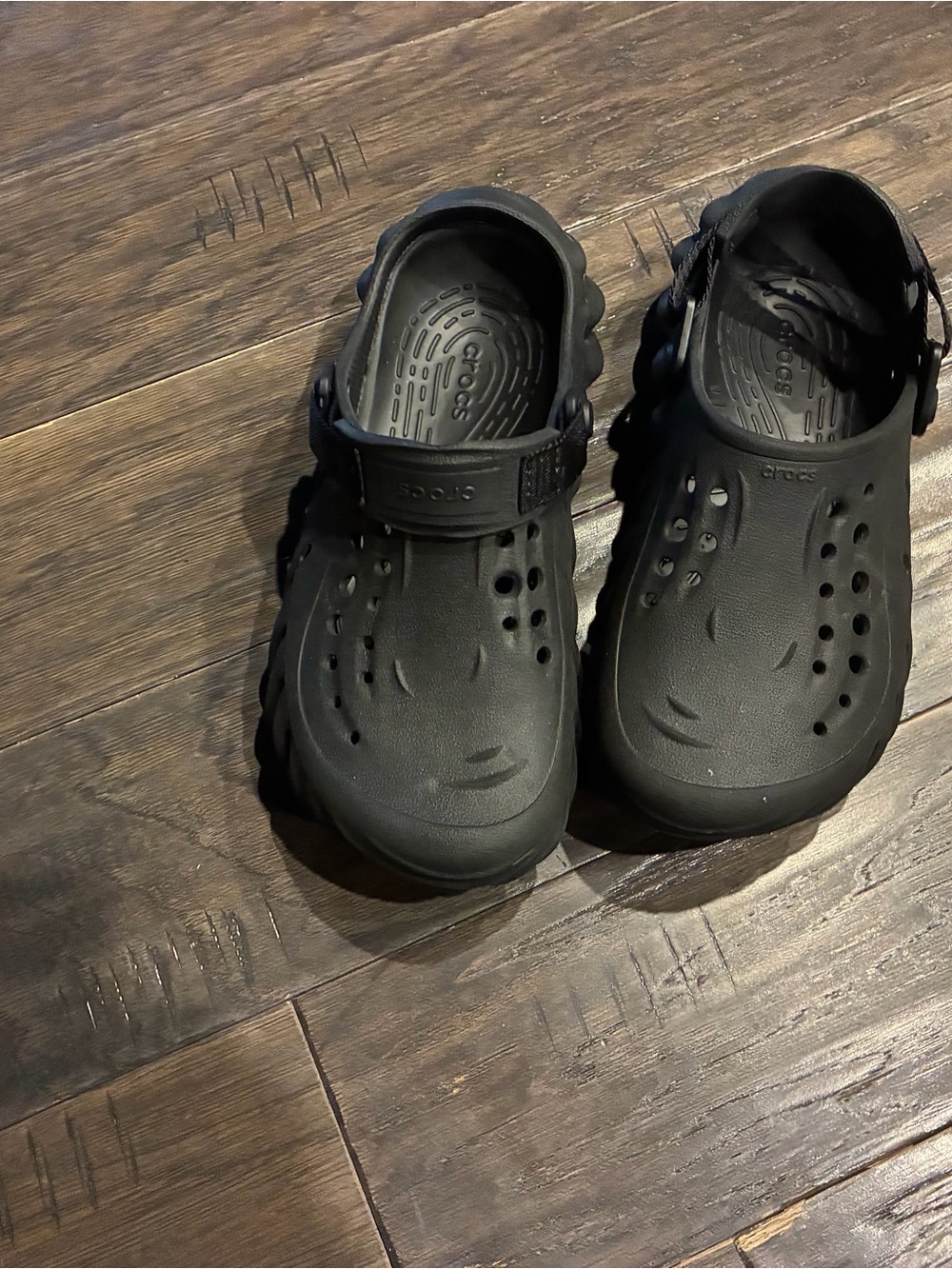 CROCS Kids Black Classic Clog with Heel Strap